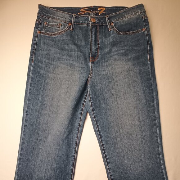 Seven7 Jeans Size 12 Tower Straight Crop High Rise Medium Wash - Picture 3 of 10